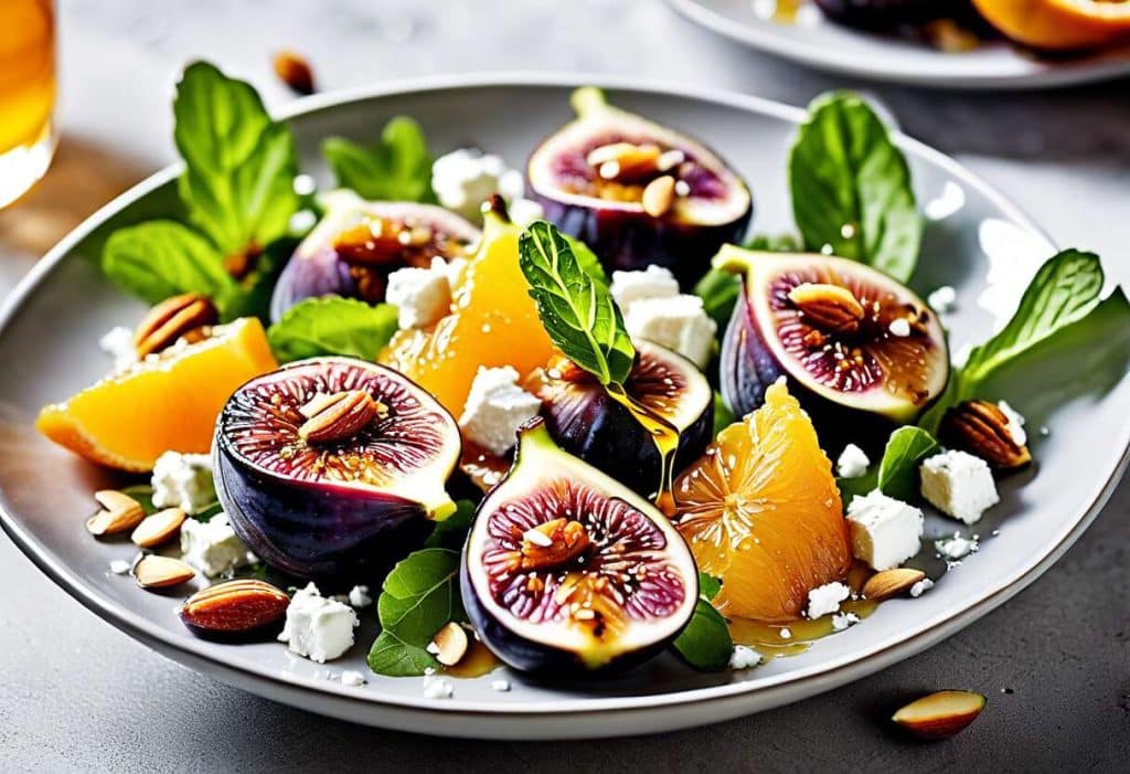 Recette de salade de figues au miel et fleur d'oranger : un dessert frais et parfumé